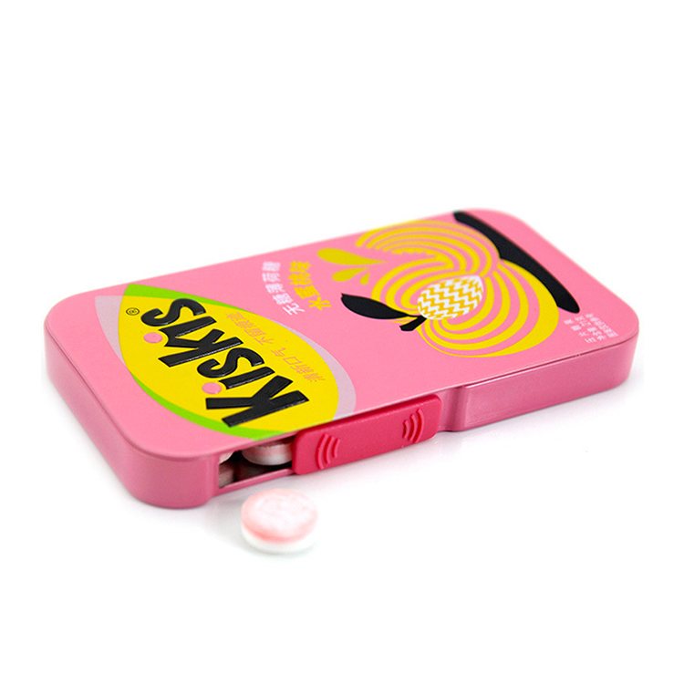 Push open lid mint candy chewing gum tin box