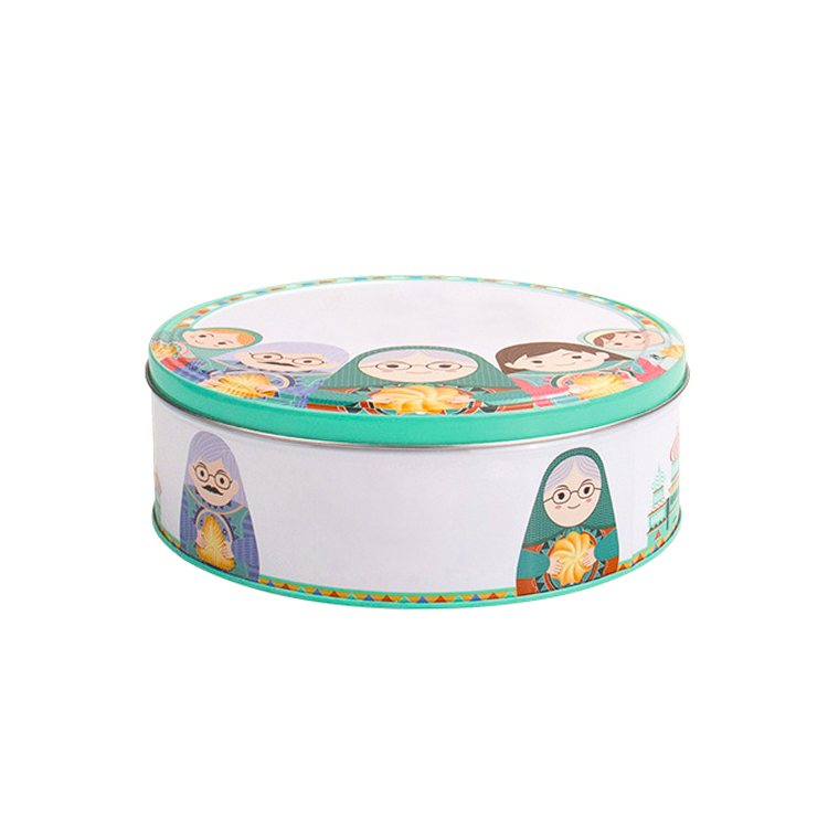 Round Cookie Candy Tin Box