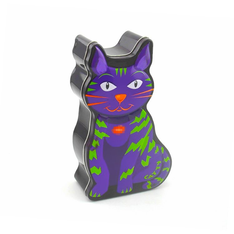 Cat shaped pet food cat food dog food custom tin box