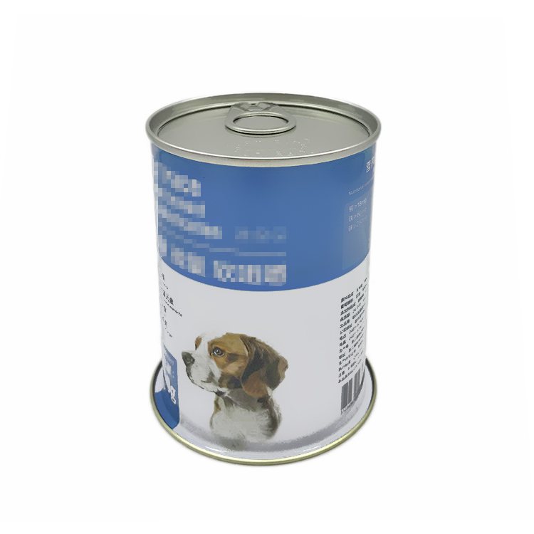 Round manual sealing ring pull lid pet food tin can with double-layer lid