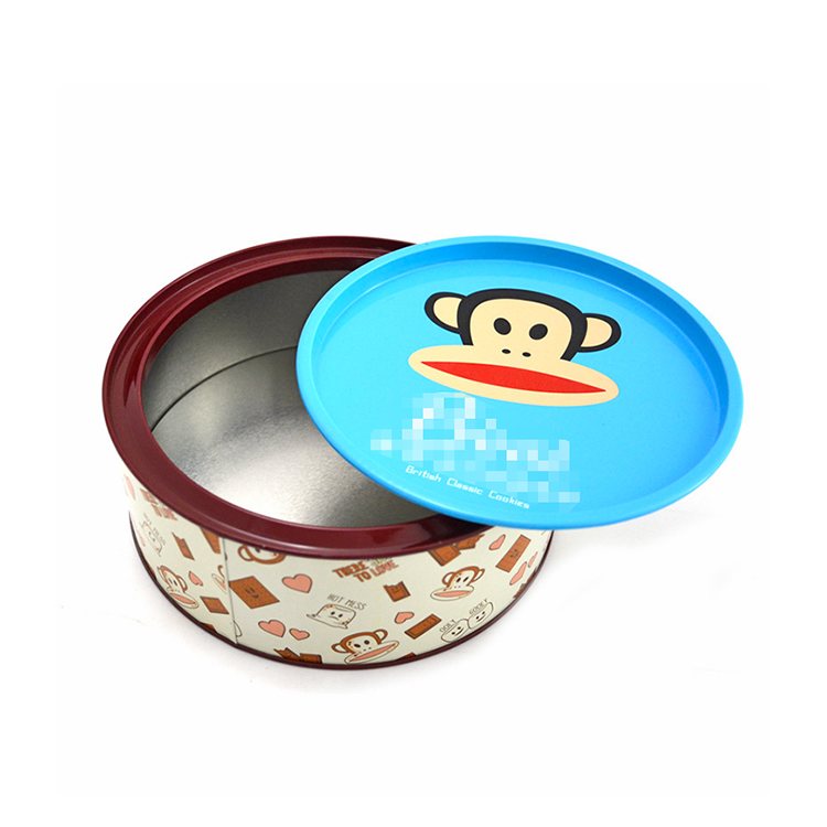 Round cookie biscuit candy chocolate food lever lid tin can