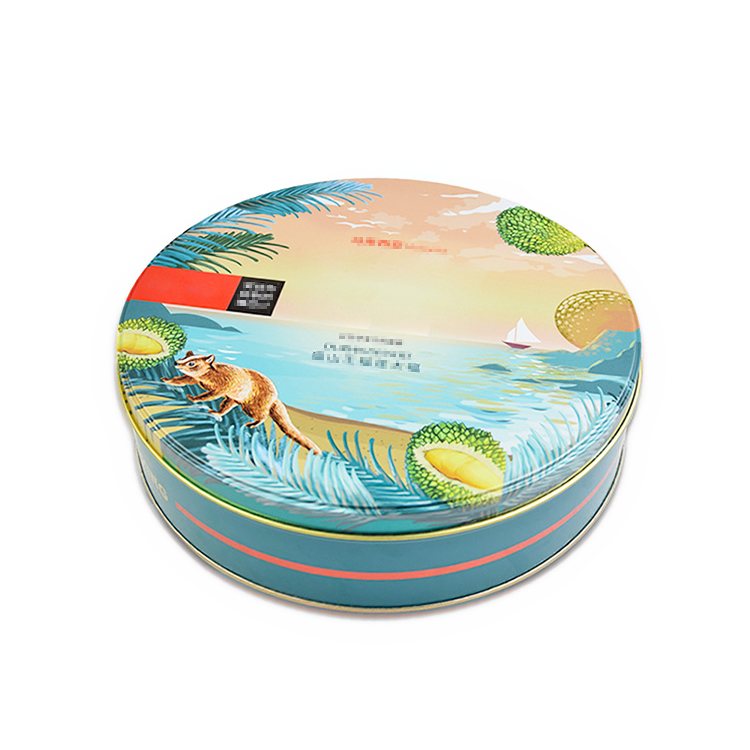 Round durian cake cookie pastry candy chocolate tin box
