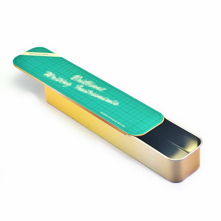 Stationery pencil pen ruler knife fork push-pull sliding lid tin box