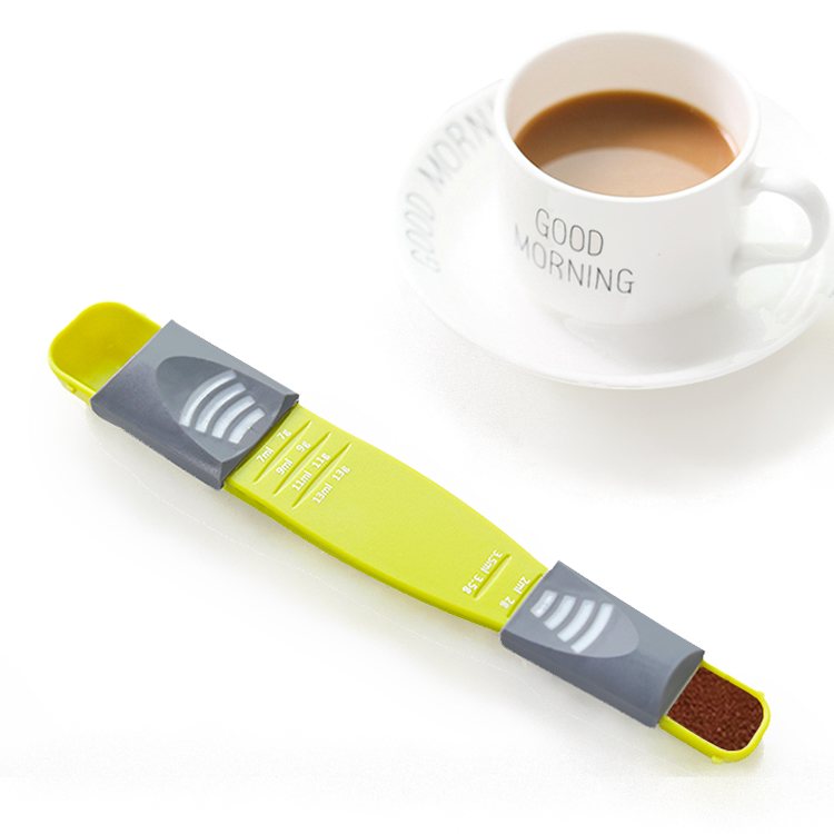 Adjustable measuring spoon for coffee and sugar
