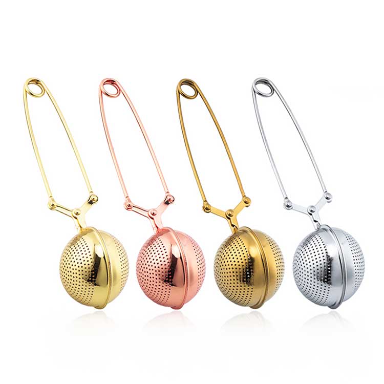 Colorful ball shape 304 stainless steel tea infuser with clip handle