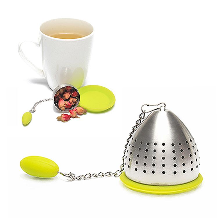 Bullet shape silicone stainless steel tea infuser with chain
