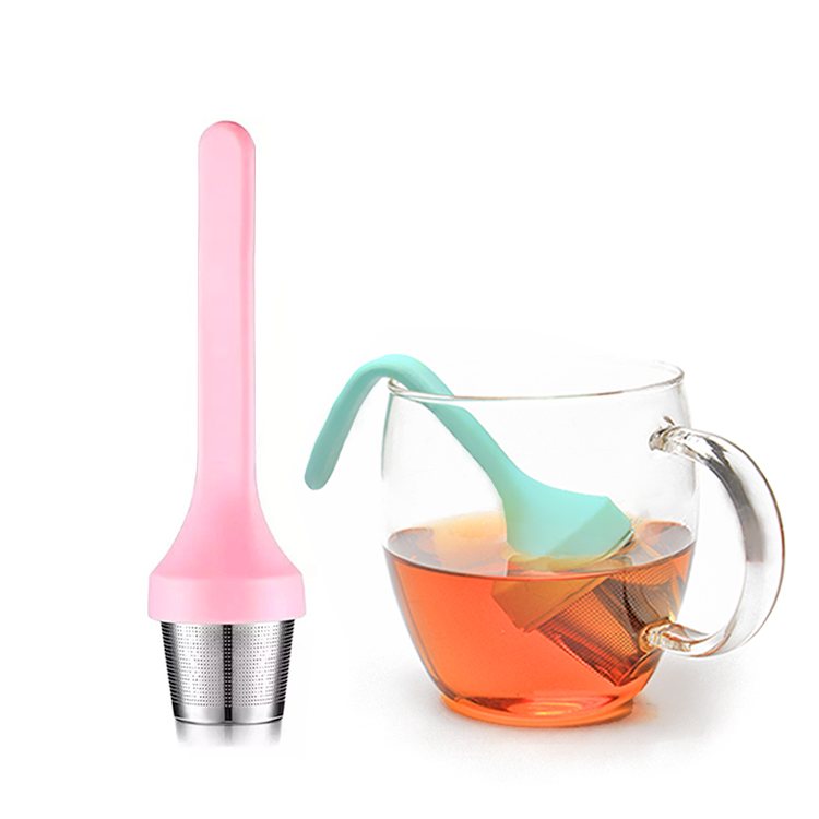 Silicone stainless steel tea infuser with bendable silicone handle