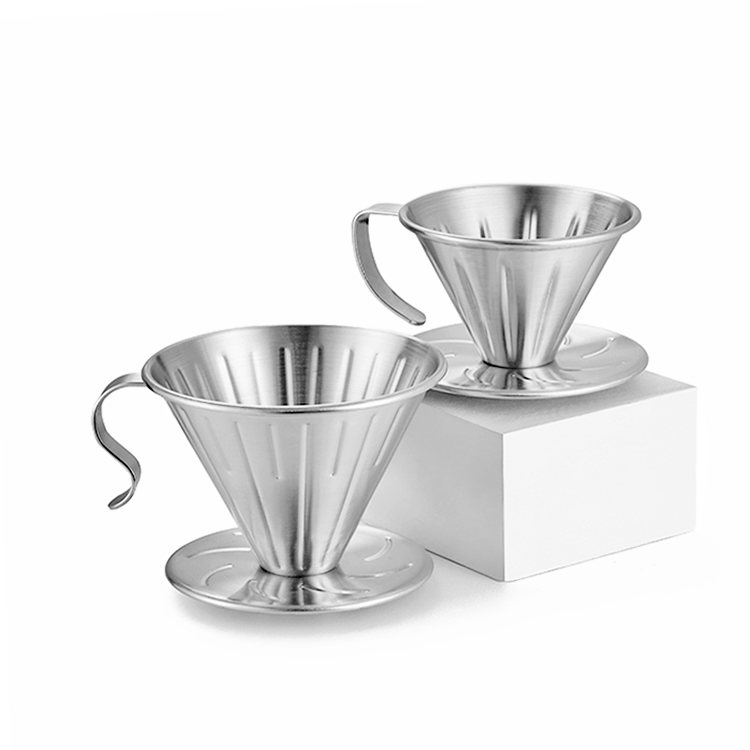 Stainless steel drip coffee filter cup with handle