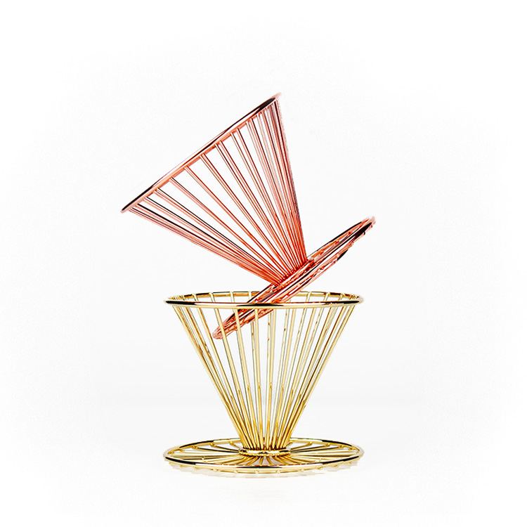 Stainless steel drip coffee filter holder with base