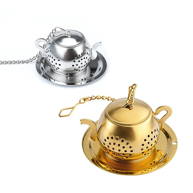 Teapot shaped stainless steel tea infuser with hanging chain