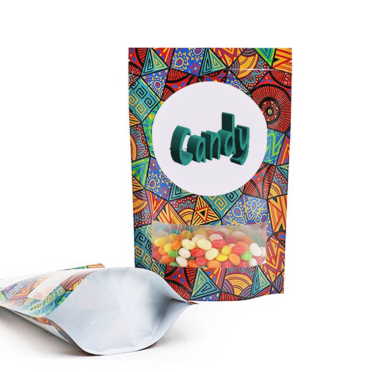 Food grade candy nut aluminum foil stand up zipper pouch with window
