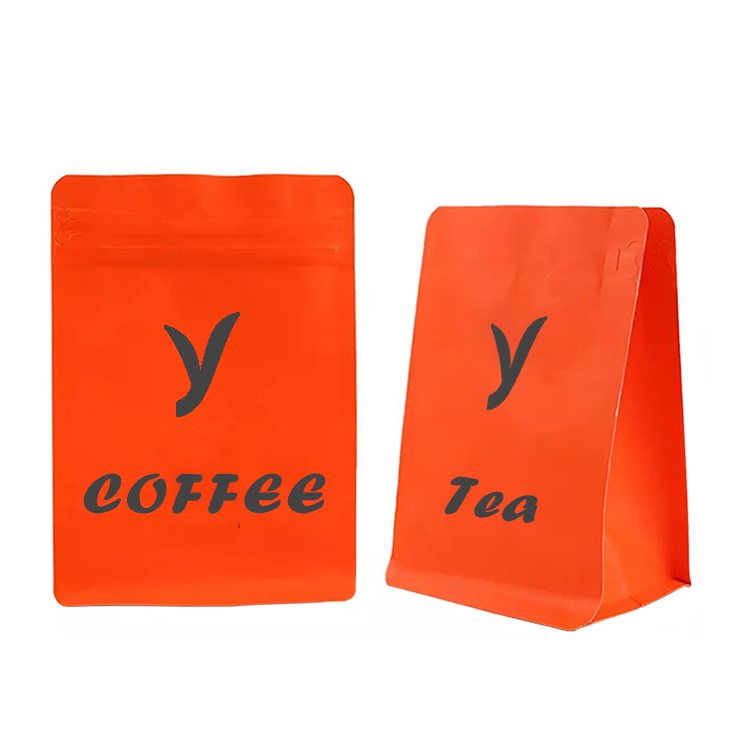 Custom pull tab zipper ziplock flat bottom coffee tea pouch