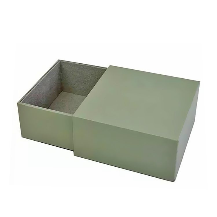 Custom hard luxury internal flocking sliding drawer paper box with ribbon drawstring