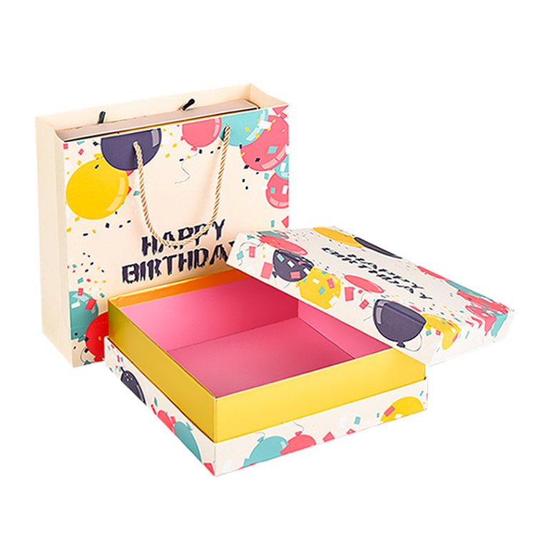 Custom Lid and base gift packaging paper box with handbag