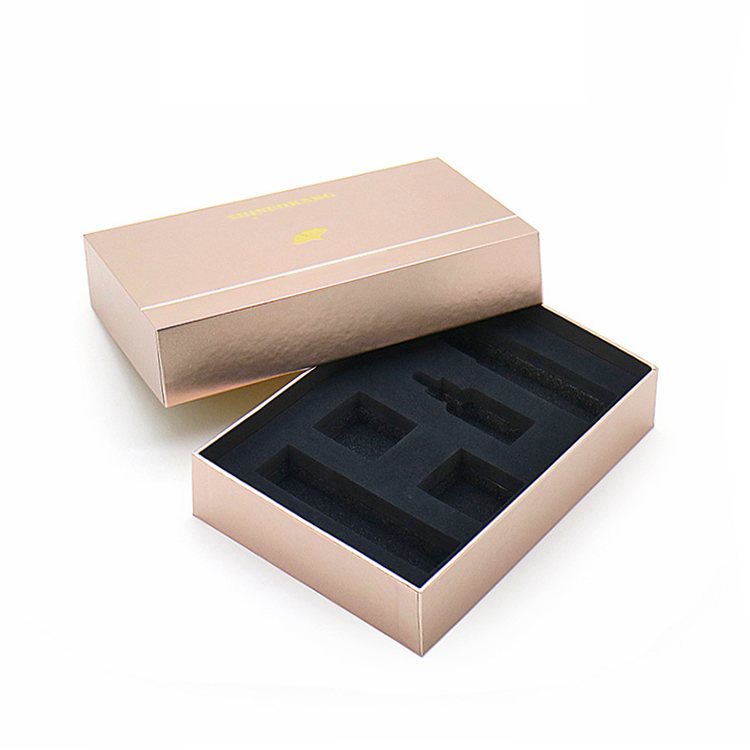 Custom gold foil stamp LOGO cosmetic health product lid and base paper box