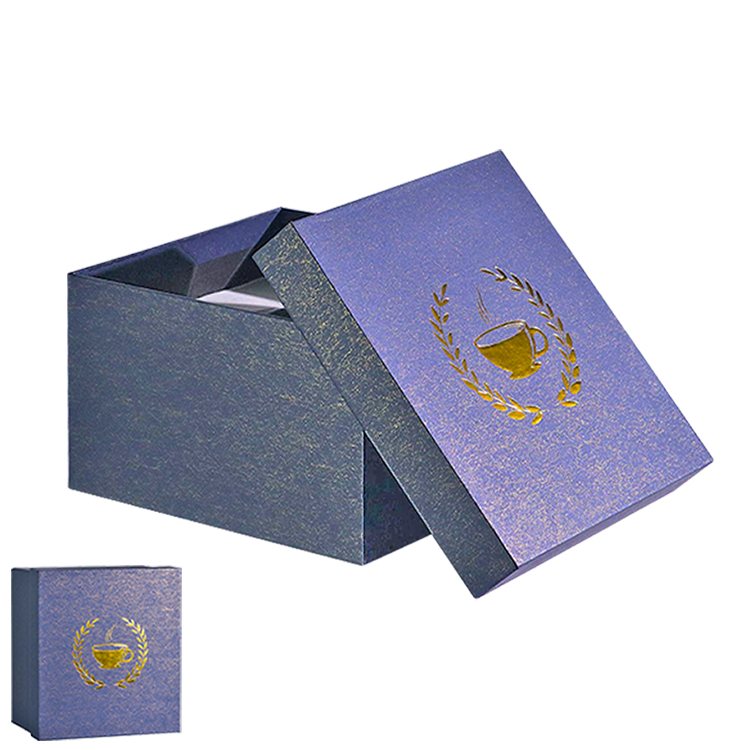 Custom gold foil stamp LOGO art paper Lid and base paper box