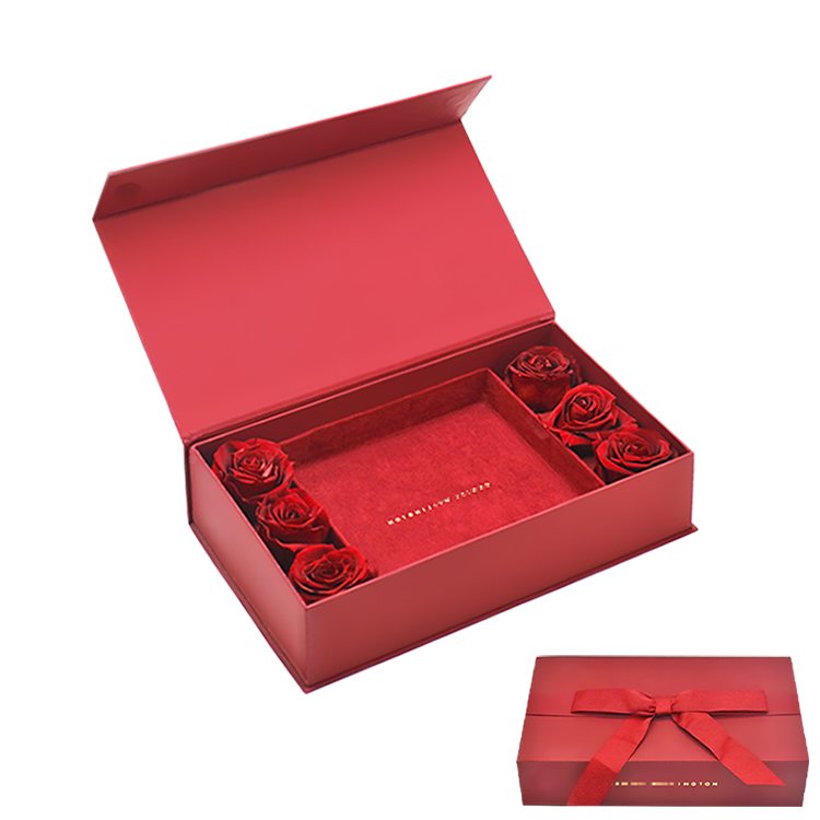 High-grade jewelry valentine's day gift flip paper box with rose petals decoration