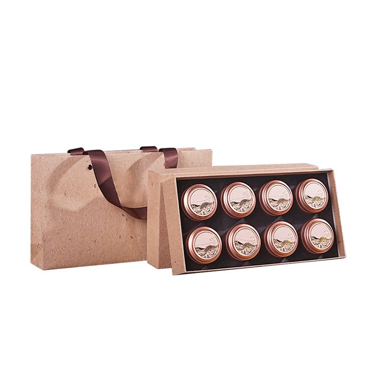 Custom small can tin box paper box paper bag set for tea food packaging