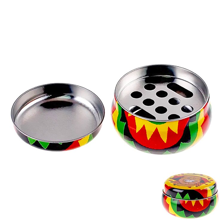 Custom round shape cigarette tin box tobacco ashtray