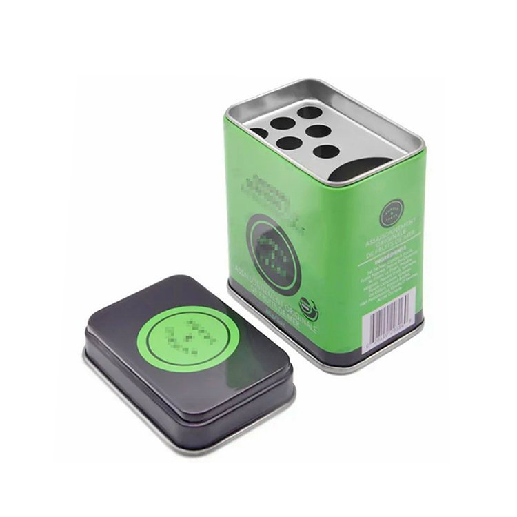 Custom square food spice tin box with inner shaker lid