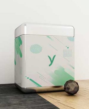 Rectangular rounded tin box